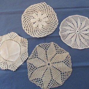 4 handmade doilies